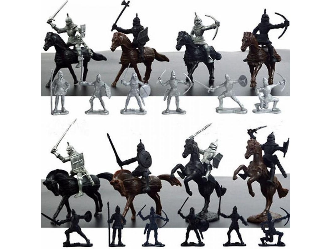 2026 conjunto de 28 Figuras de Caballería Medieval: Guerrero, Caballo, Soldado, Infantería, Espadachín.