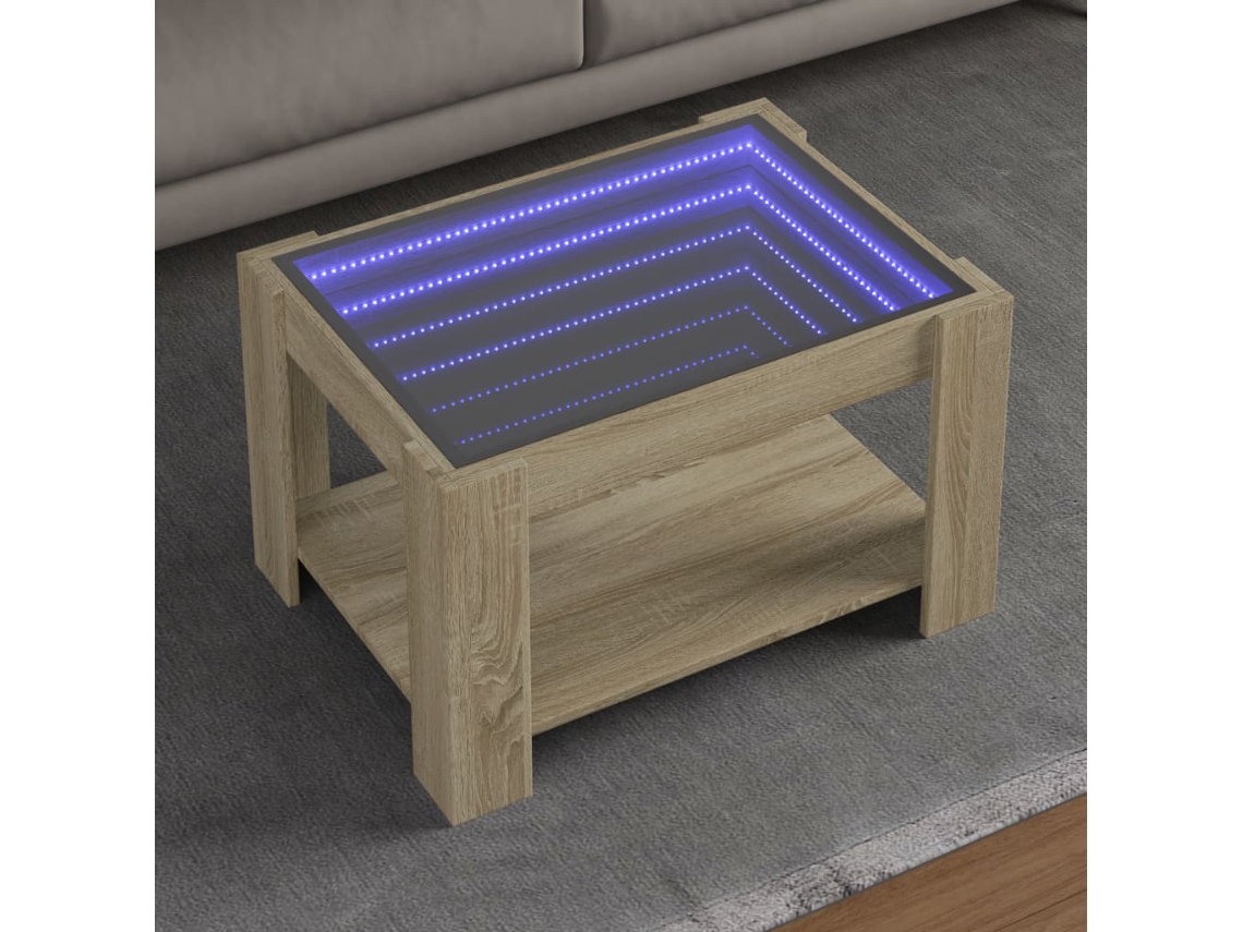Vidaxl Mesa De Centro C/ Leds 73x53x45 Cm Derivados De Madeira