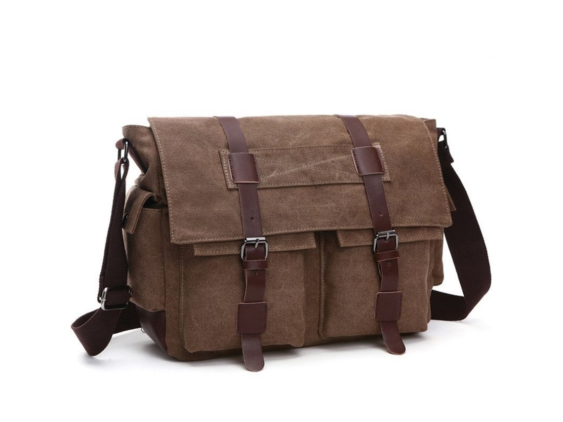 Bolsa de ombro militar vintage, em lona, 40 cm, resistente à água (S/BRAND)