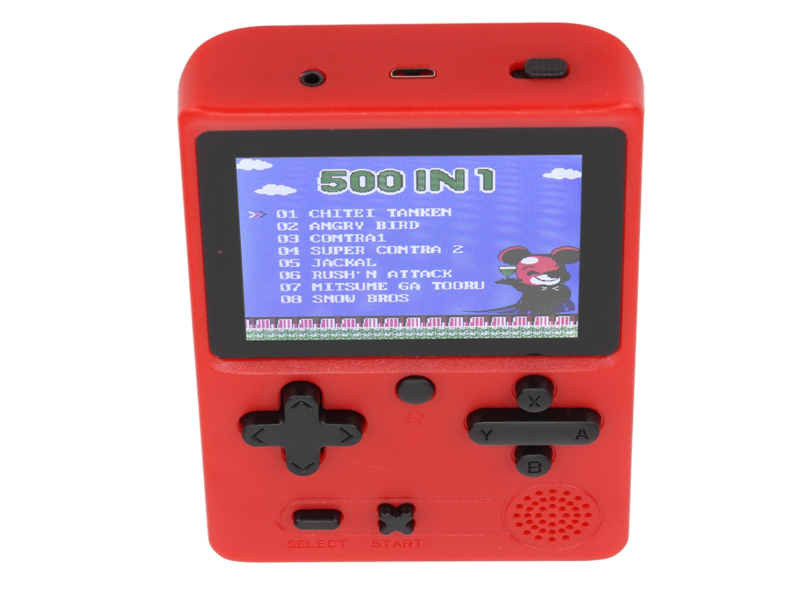 Primerox console de Jogos Portátil Retrô Mini com Tela Colorida 3 Polegadas Recarregável para Crianças Vermelho