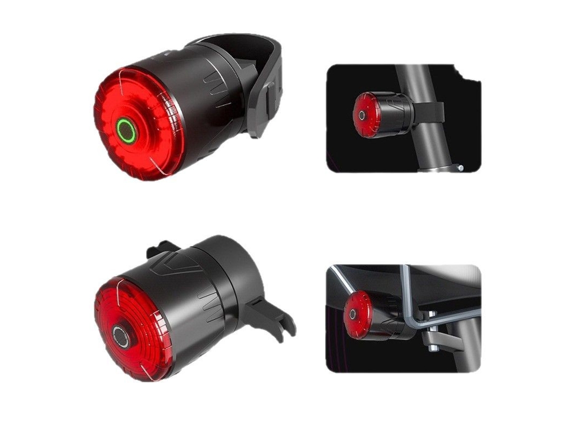 Luz Traseira De Bicicleta Inteligente Com Detecção Automática Luz Ultrabrilhante Recarregável Por Usb Preta-preto*