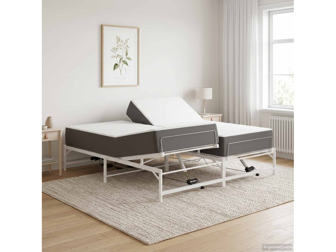 Vidaxl Estrutura De Cama Elétrica Ajustável Branco 193 X 200 Cm Aço