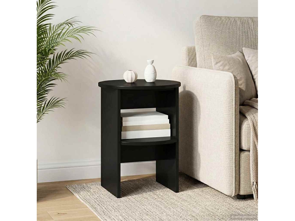 Vidaxl Armário Lateral Preto Ø40 X 50 Cm Madeira Engenheirada