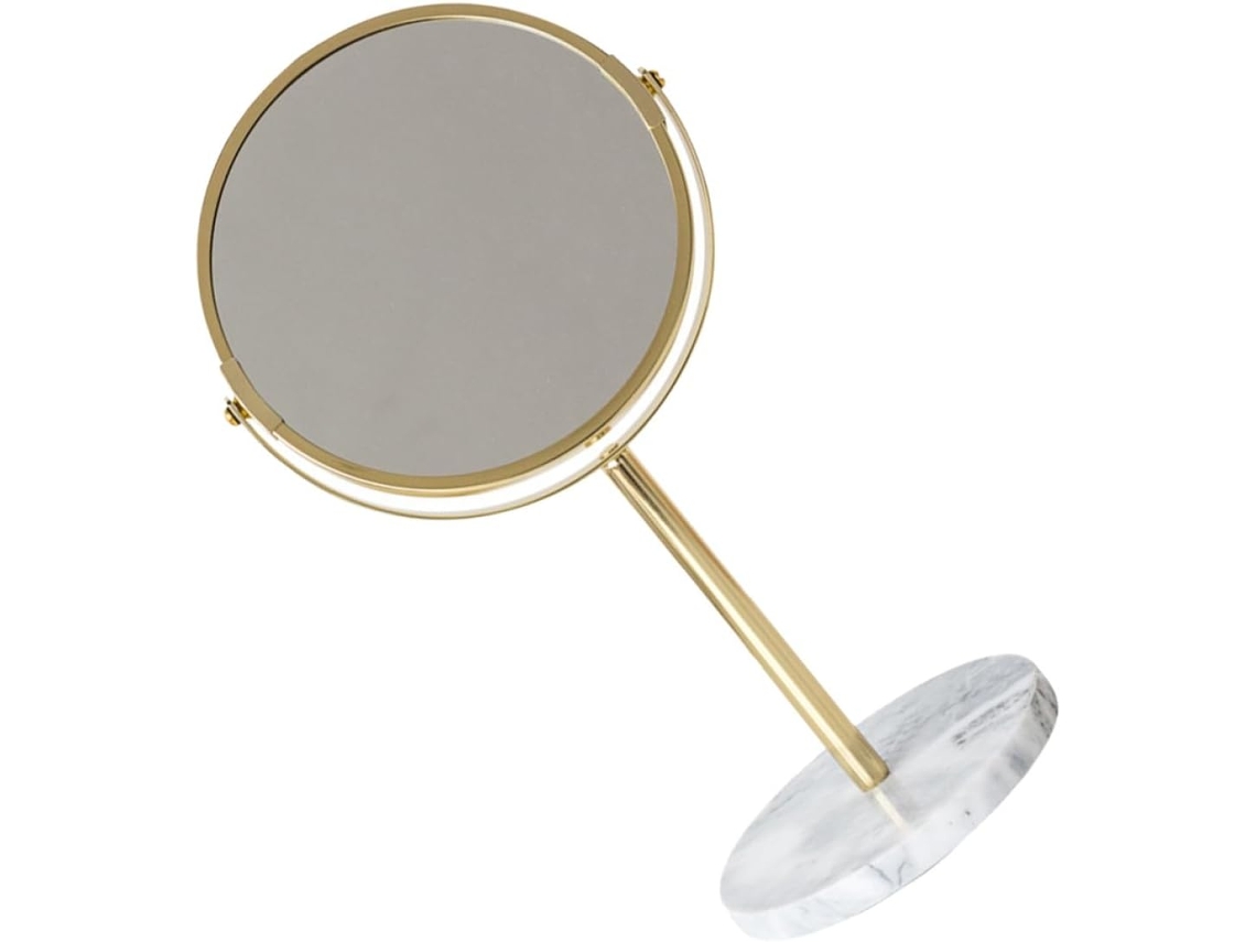 Espelho De Mesa Para Maquiagem Em Mármore Dourado Com Base Giratória, Fácil De Limpar E Transportar, Decorativo.