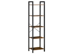 Estante de Estilo Industrial com 5 Prateleiras em Madeira e Aço, 40x30x154cm, Marrom Rústico