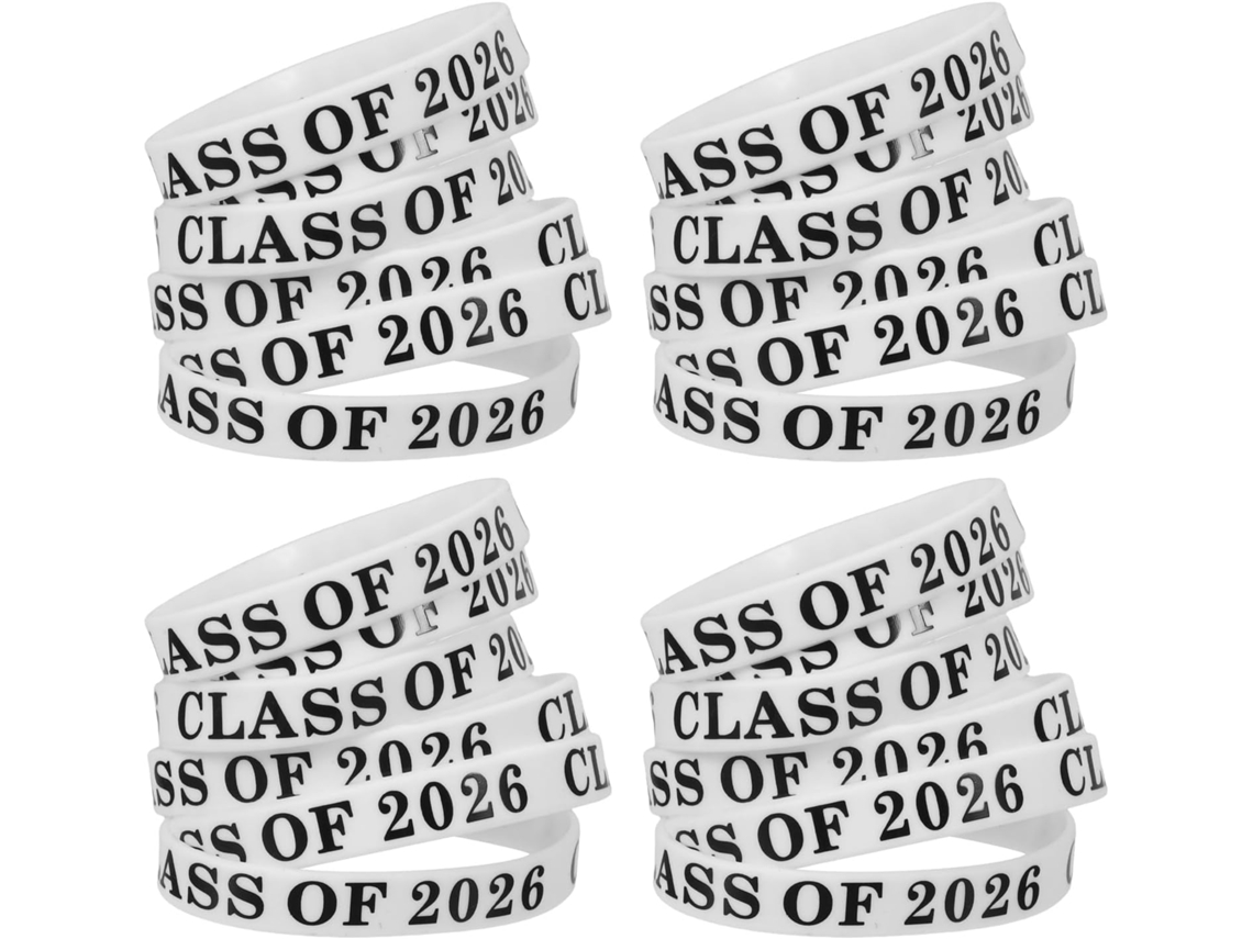Pulseiras de silicone Abaodam para Formatura da Turma 2026, pulseiras elásticas coloridas, pacote com 24 unidades.