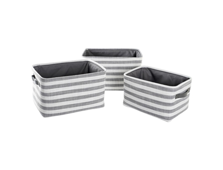 Conjunto de Cestas Dkd Home Decor Cinzento Riscas.