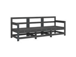 Maison Exclusive - 3 Pcs Conjunto Lounge De Jardim Madeira De Pinho Maciça Cinza