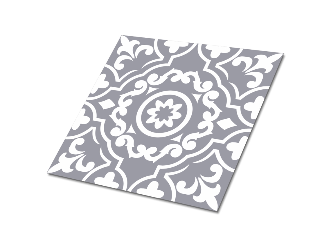 Ladrilho adesivo para cozinha Espelharte (9 pcs 30x30 cm - Cinzento, Padrão árabe)