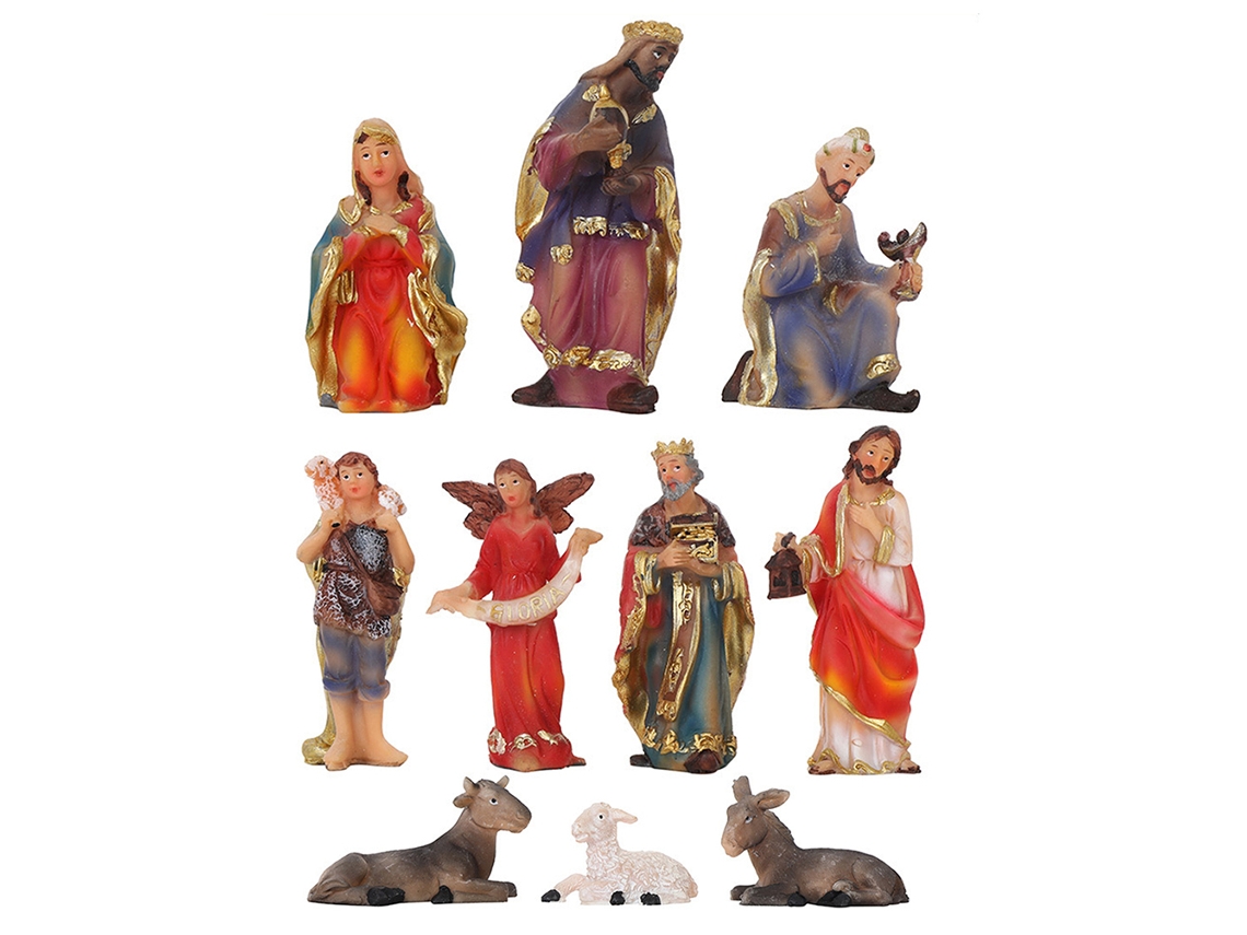 Conjunto De Presépio Tradicional De Resina Natalino
