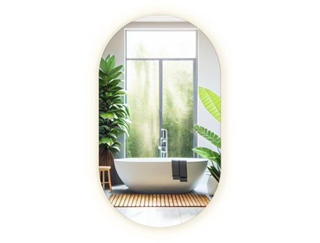 Espelho Oval Com Led Tulup (58x100 Cm Luz Quente 3000k)