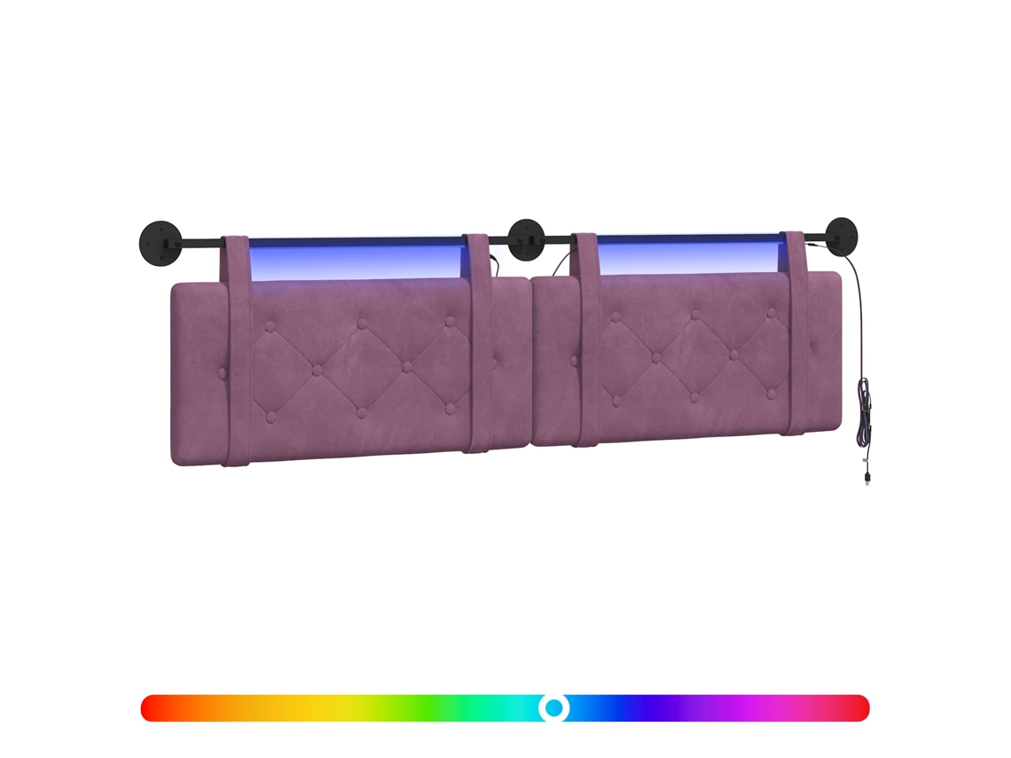 Conjunto 1 Cabeceira Suspensa Vidaxl Roxo Veludo (170 X 55 X 5 Cm)