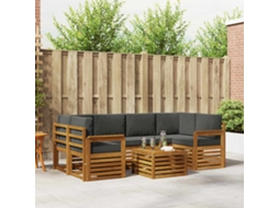 Vidaxl Conjunto De Sofás Para Exterior 7 Unid. Natural E Antracite