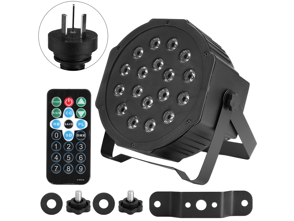 Luz de Palco Led Rgb 18w 4pcs com Controle Remoto 7 Canais