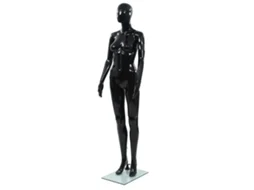 vidaXL Manequim feminino completo base em vidro 175 cm preto brilhante