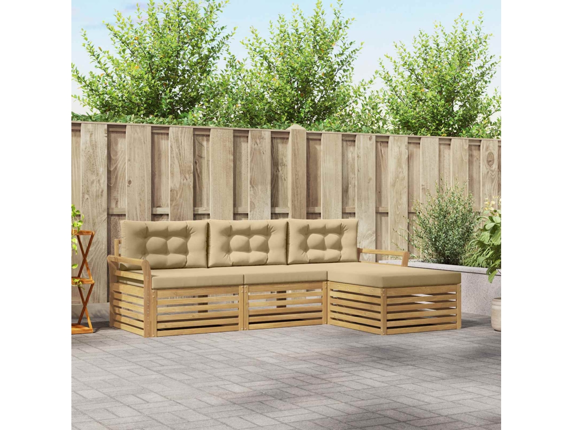Vidaxl Conjunto De Sofás Para Exterior 4 Unid. Branco E Bege