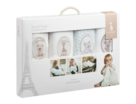 Sophie La Girafe Conjunto De 4 Linhas Bordadas Para Bebês Vulli