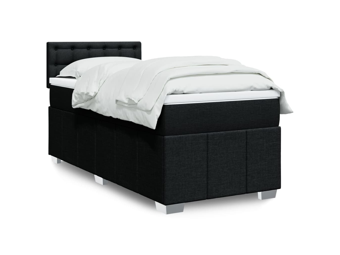 Cama De Solteiro | Camas Para Quarto | Cama Com Molas/colchão 80x200 Cm Tecido Preto