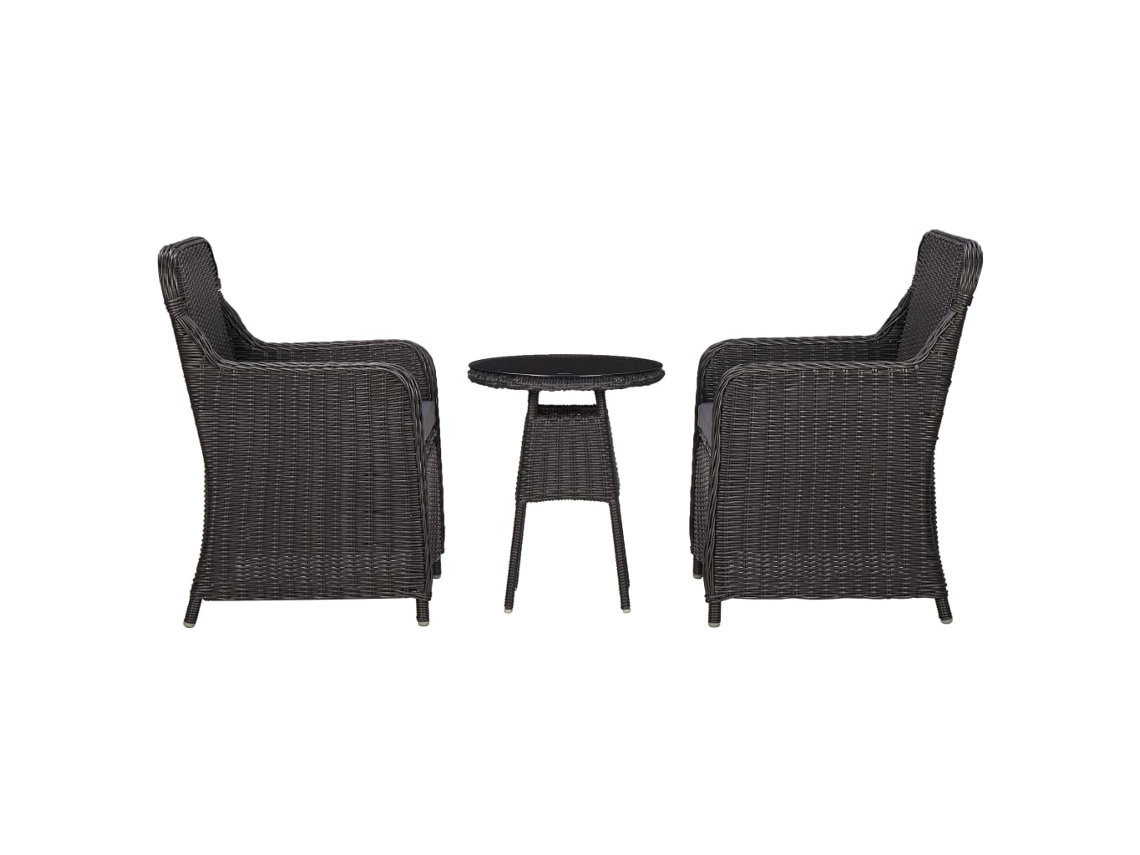 Pcs Conjunto Bistrô De Jardim Com Almofadões Vime Pe Preto Dkd Home Decor