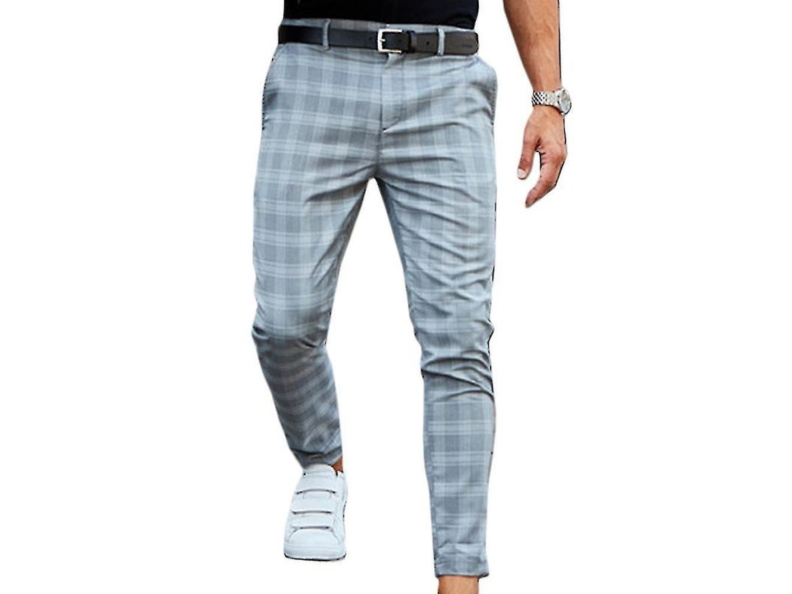 2026 pantalones Chino de Cuadros Slim para Hombre, Formales Empresariales, Tela de Poliéster