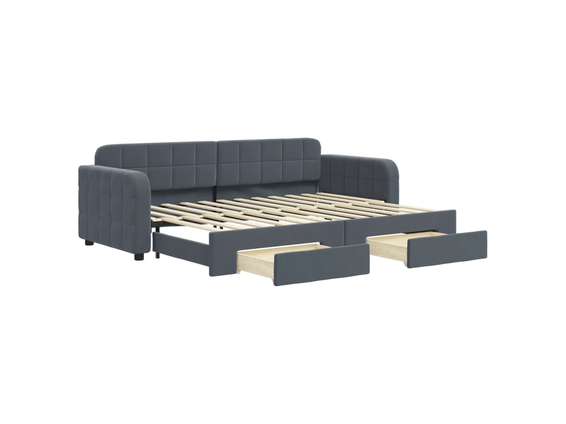 Daybed With Trundle, Daybeds With Trundles Vidaxl Cinzeto Veludo (80 X 200 Cm)