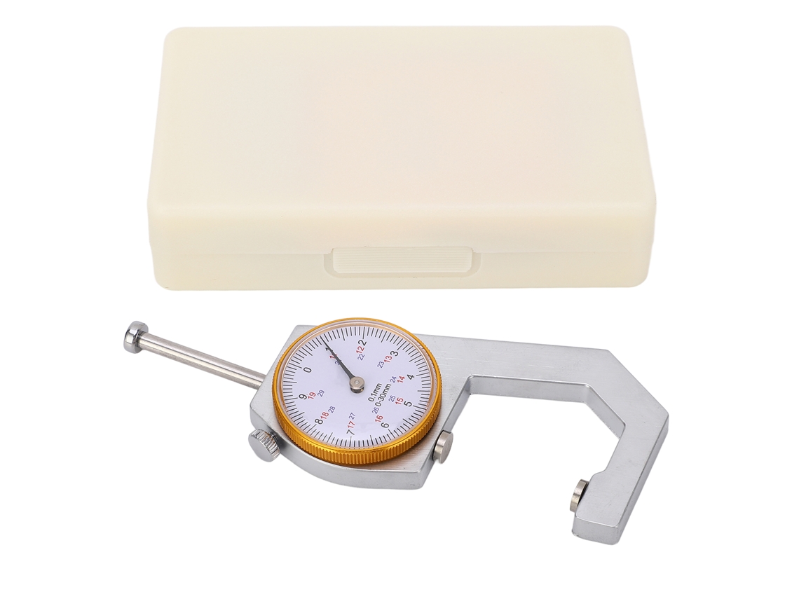 Medidor de espessura de alta precisão com cabeça plana, ferramenta de bolso para medir espessura de papel, filme e couro, 0-30 mm