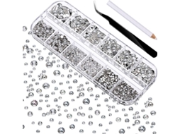 2000 Strass de Cristal Redondo 6 Tamanhos com Pinça e Caneta de Acolhimento (1.5 6 Mm)