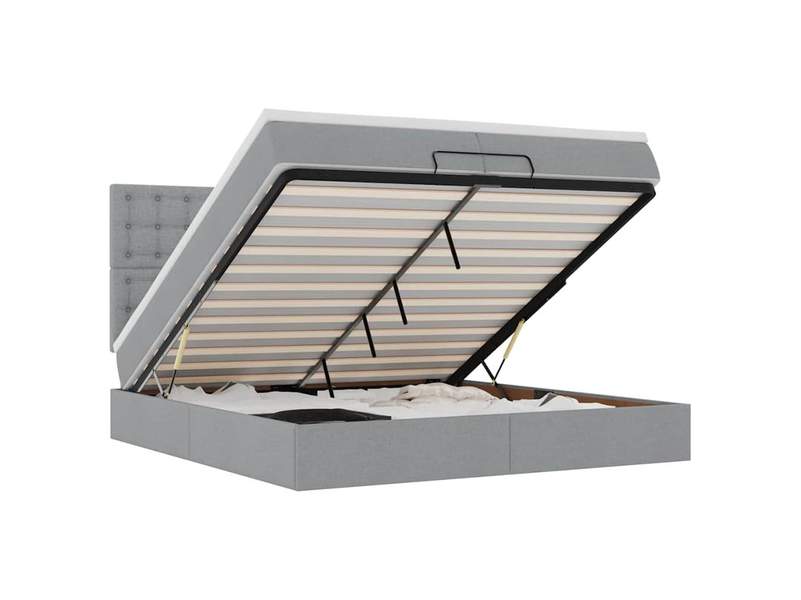 Ottoman Bed, Ottoman Beds Vidaxl Cinzeto Tecido (200 X 200 Cm)