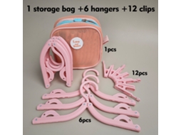 Conjunto Cabides CHRUI Dobráveis Viagem 6 Cabides com 12 Pregadores + Bolsa (laranja)