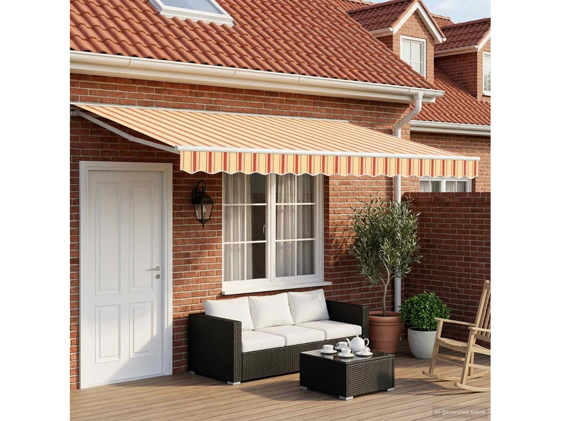 Vidaxl Toldo Retrátil Manual Amarelo E Laranja 5 X 3 M