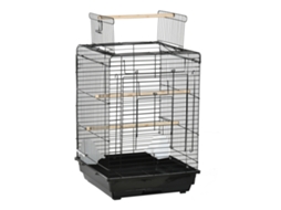 Gaiola Metálica Para Pássaros Com Comedouros, Poleiros, Bandeja Removível, Cabo Di. 40l X 40w X 59h Cm Preto