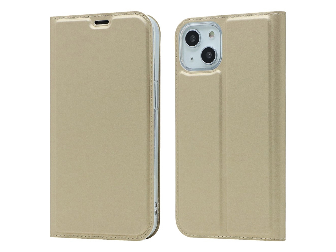 Capa Para Iphone 15 Plus Pele Sintética Magnética Com Porta-cartões Dourado