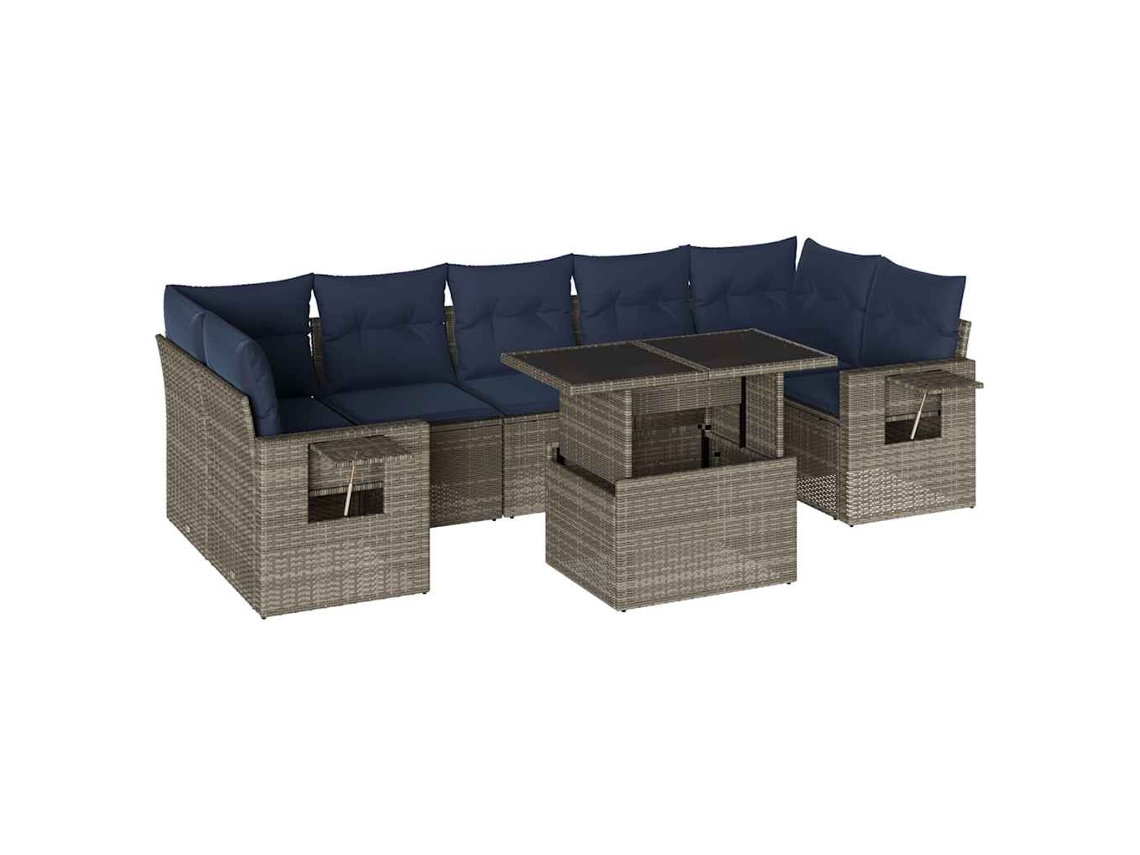 Conjunto de Sofá de Jardim, 8 Peças, Almofadas, Rattan Cinza MAISON EXCLUSIVE