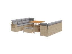 Conjunto 11 Conjunto De Sofá De Jardim Vidaxl Bege Vime Pe (100 X 100 X 71 Cm)