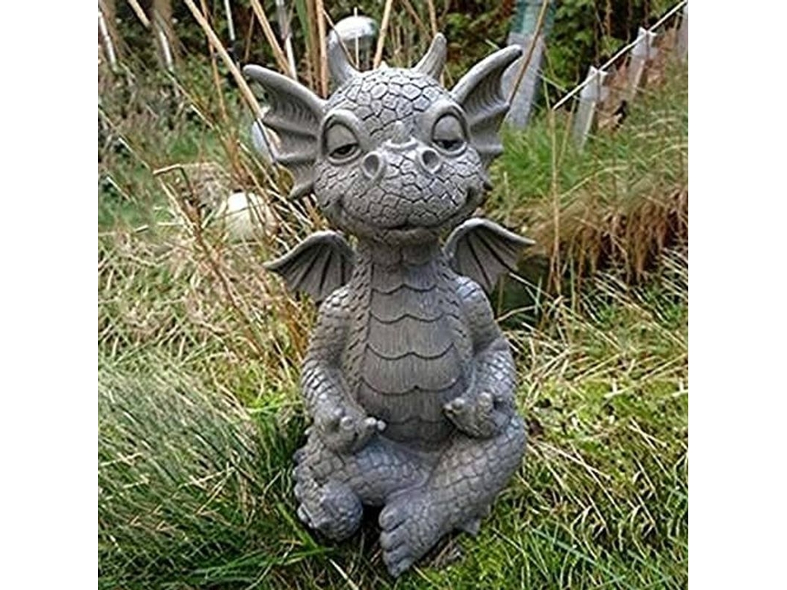 Estatua De Dragón Jardín De Meditación - Resina Hecha A Mano - Decoración Para Jardín