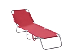Espreguiçadeira Dobrável 5 Posições 187x55cm Vermelho