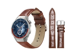 Bracelete Para Huawei Watch Gt 5 / Gt 5 Pro / 4 / 4 Pro - Couro - Fivela De Pino - Textura De Bambu Marrom Escuro