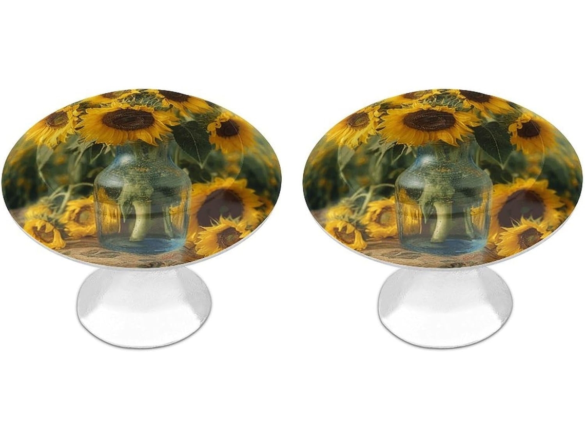 Conjunto De 2 Puxadores Aço Inoxidável Para Armários Cozinha, Com Design Personalizado De Garrafa Girassóis Ideais Para