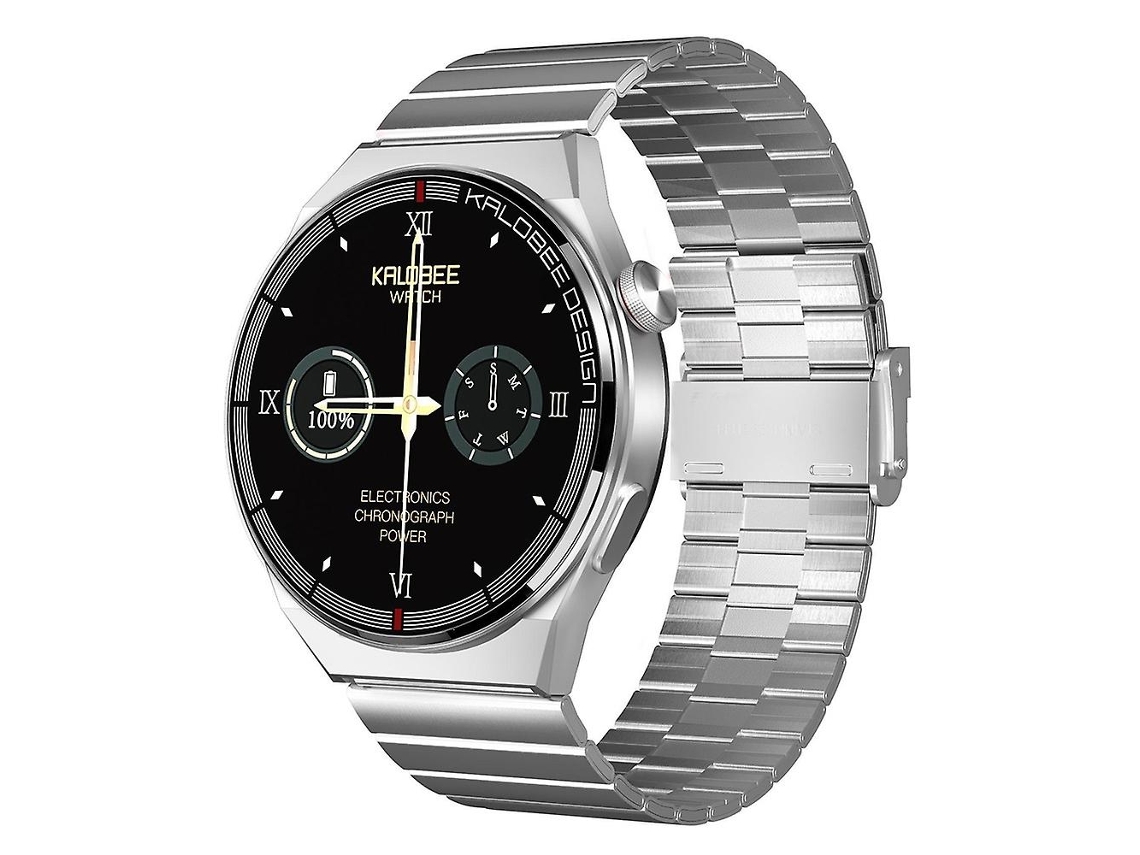 Relógio inteligente à prova d'água IP68 com pulseira de aço de 1,3 polegadas e pulseira de aço prateada VONKELIOS