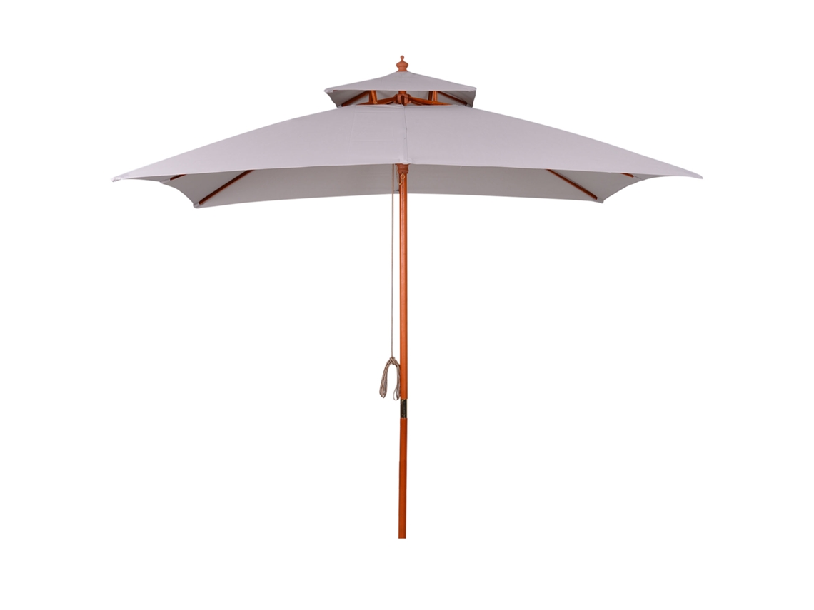 Guarda sol Jardim 3x3m com 8 Ripas de Bambu 2 Níveis de Proteção Solar Cinza
