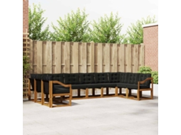 Vidaxl Conjunto De Sofás Para Exterior 10 Pcs Natural E Preto