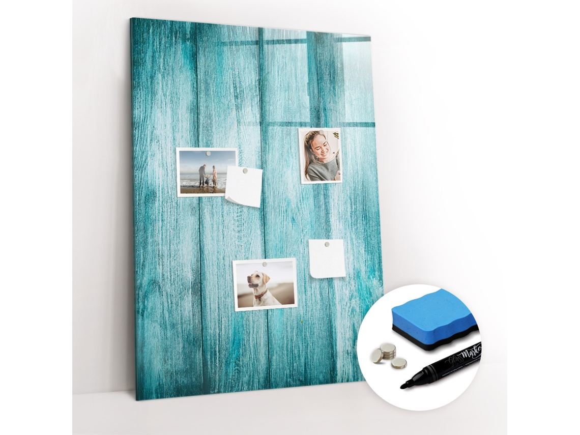 Quadro Magnético Colorido Madeira Azul Para O Escritório Espelharte (70x100 Cm)