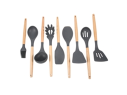 Conjunto de utensílios de cozinha de silicone antiaderente resistente ao calor com 9 peças para cozinhar e assar.