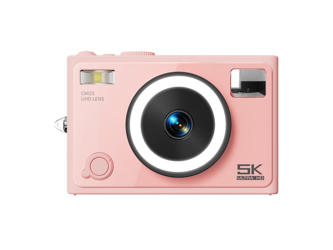 Câmera Portátil 5k Para Viagens, Wi-fi, Tela Ips De 2,8", Estilo Retrô (rosa)
