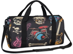 Bolsa Esportiva Colorida com Estampa de Caveira Rocknroll Tecido Poliéste 45 X 21 5 23 Cm Pa Cavei Design Du