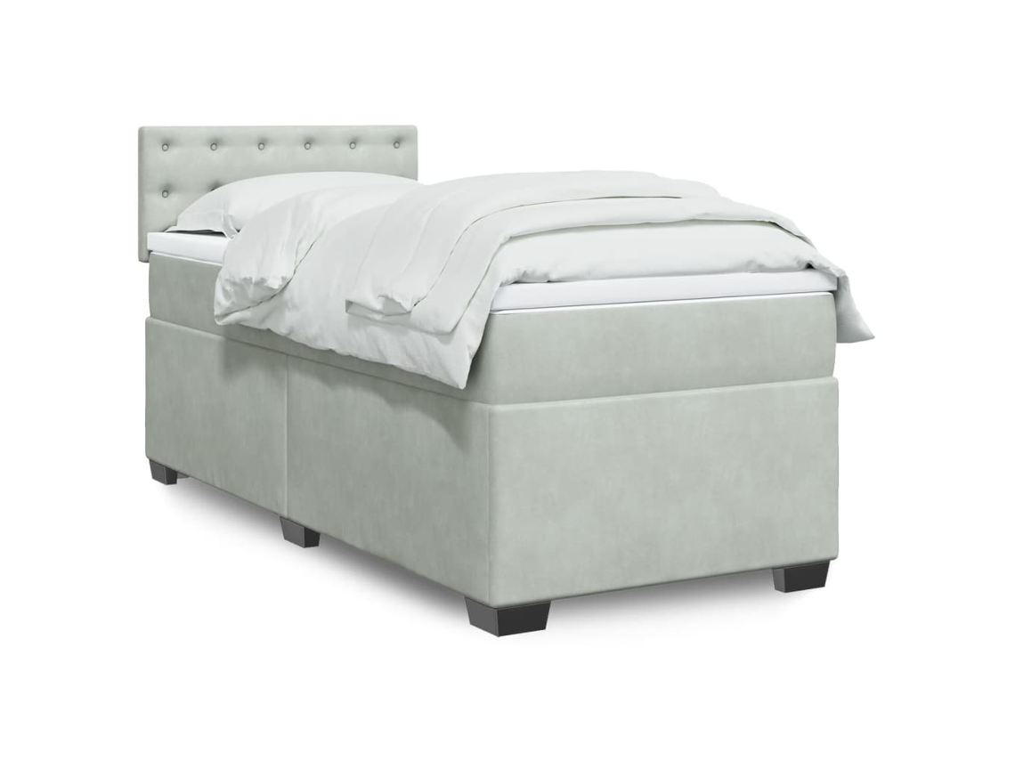 Vidaxl Cama Com Molas/colchão 90x200 Cm Veludo Cinza-claro
