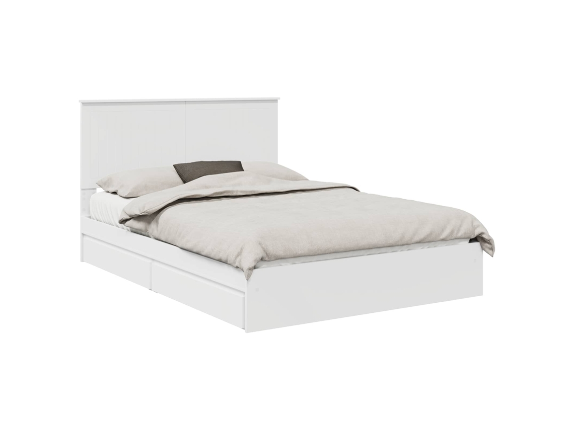 Cama com Armazenamento Branco 140x190 cm Madeira Processada MAISON EXCLUSIVE