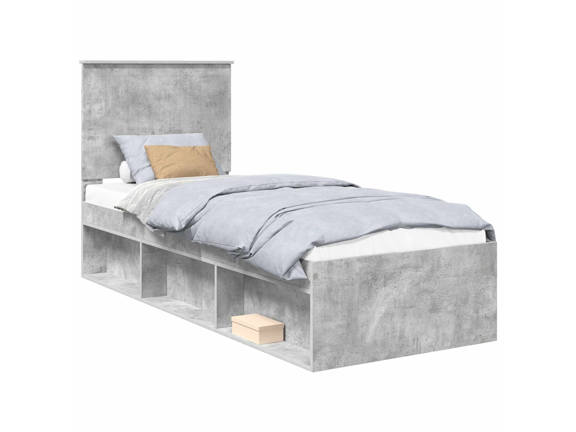 Estrutura da Cama com Cabeceira Cinza Concreto 75x190 cm MAISON EXCLUSIVE