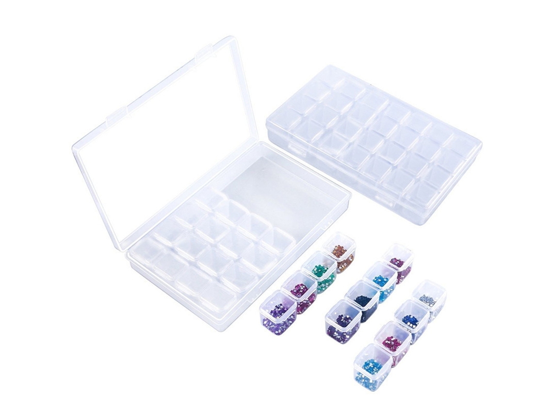 Piezas De Caixas De Armazenamento Plásticas Ajustáveis Com 28 Espaços Transparentes Para Arte De Unhas, Pérolas, Anéis, Joias, Pingentes