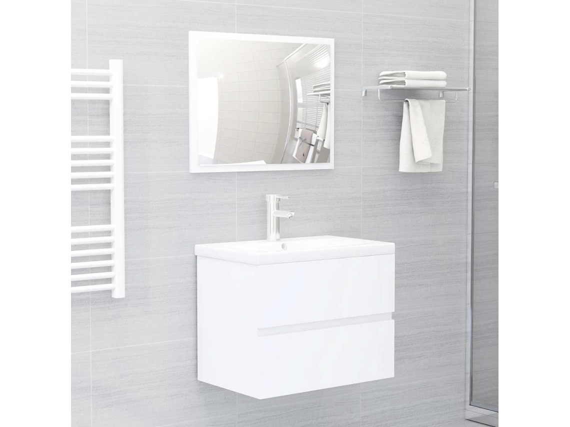 Vidaxl 2 Pcs Conjunto De Móveis De Casa De Banho Contraplacado Branco